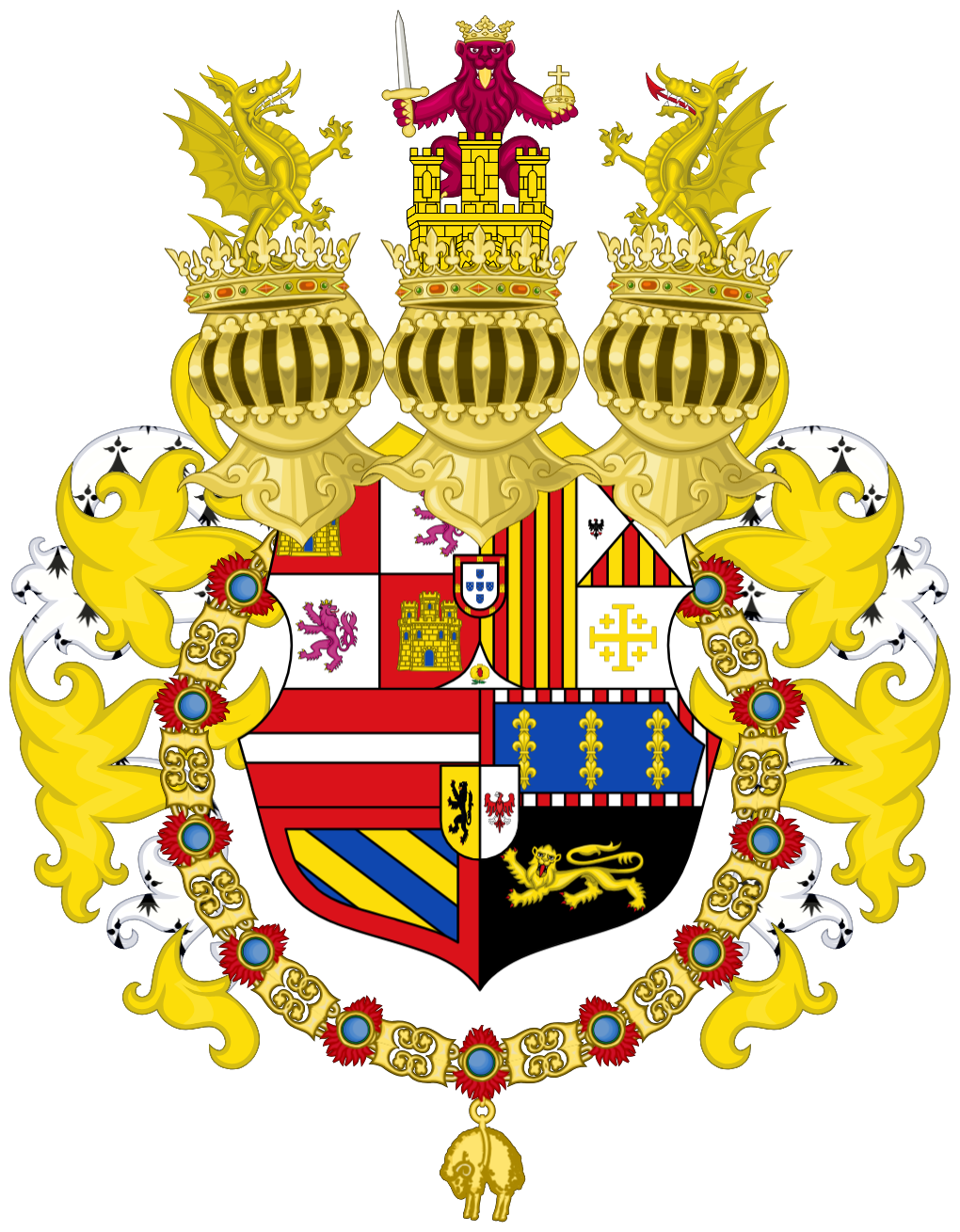 Full Ornamented Coat of armss of Philip II And Charles V of naples 1650 ...