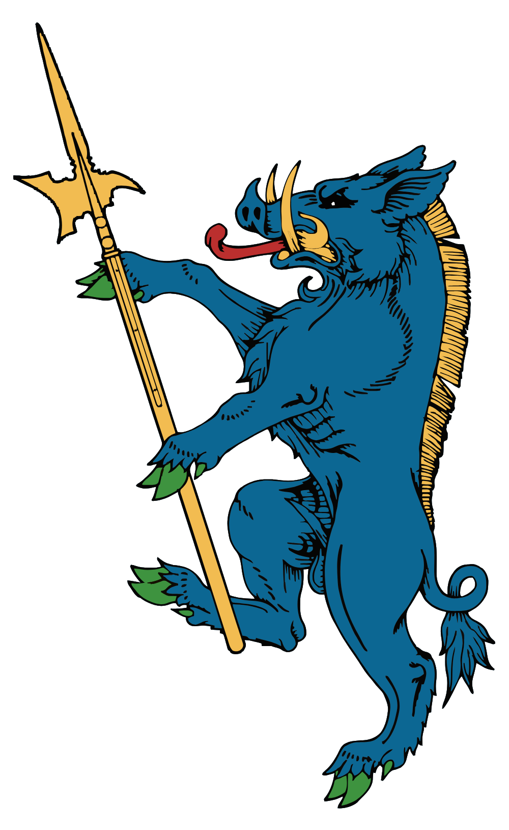 Boar Rampant Holding Halberd by theothermeisnthere